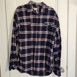 Jachs Men’s XLT Brawny Flannel Shirt Blue Red Plaid Heavy Cotton Shacket EUC